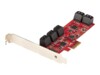 StarTech.com SATA PCIe Card, 10 Port PCIe SATA Expansion card, 6Gbps SATA Card, Low/Full Profile, Stacked SATA Connectors, ASM1062 Non-Raid SATA Controller Card / Adapter - PCI Express to SATA Converter (10P6G-PCIE-SATA-CARD) Lagringskontrol