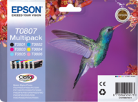 Epson T0807 Multipack Sort Gul Cyan Magenta Lys magenta Lys cyan Blæk C13T08074011