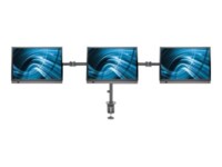 Manhattan TV & Monitor Mount, Desk, Double-Link Arms, 3 screens, Screen Sizes: 10-27', Black, Clamp Assembly, Triple Screen, VESA 75x75 to 100x100mm, Max 7kg (each), Lifetime Warranty Monteringssæt 3 LCD skærme 13'-27'