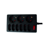 REV Socket line 9-fold 1,4 m with switch black