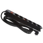 Bachmann SMART Stikdåse 6-stik Sort 5m