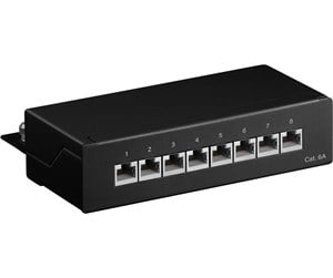 Pro CAT 6a Mini/Desktop Patch Panel 8 Port black - Sort