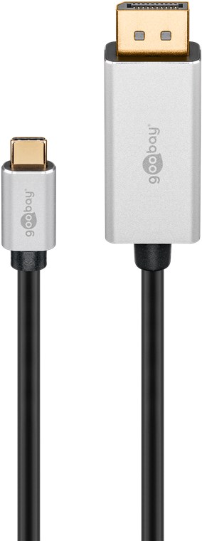 USB-C™ to DisplayPort Adapter Cable, 3 m, silver, Black - USB-C™ connector > DisplayPort connector