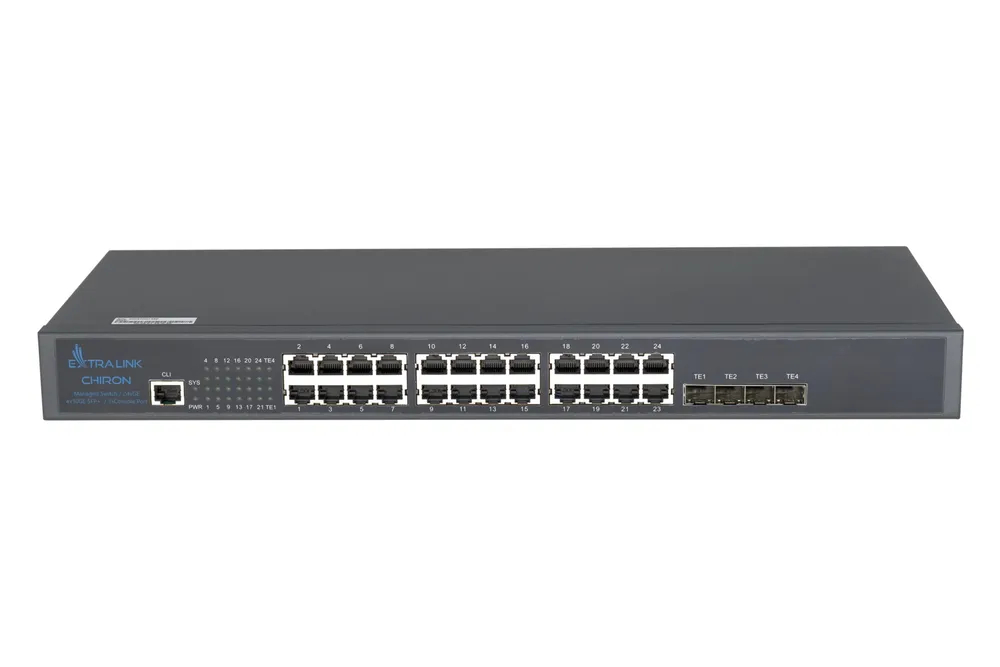 Extralink Chiron | Switch | 24x RJ45 1000Mb/s, 4x SFP+, L3, managed
