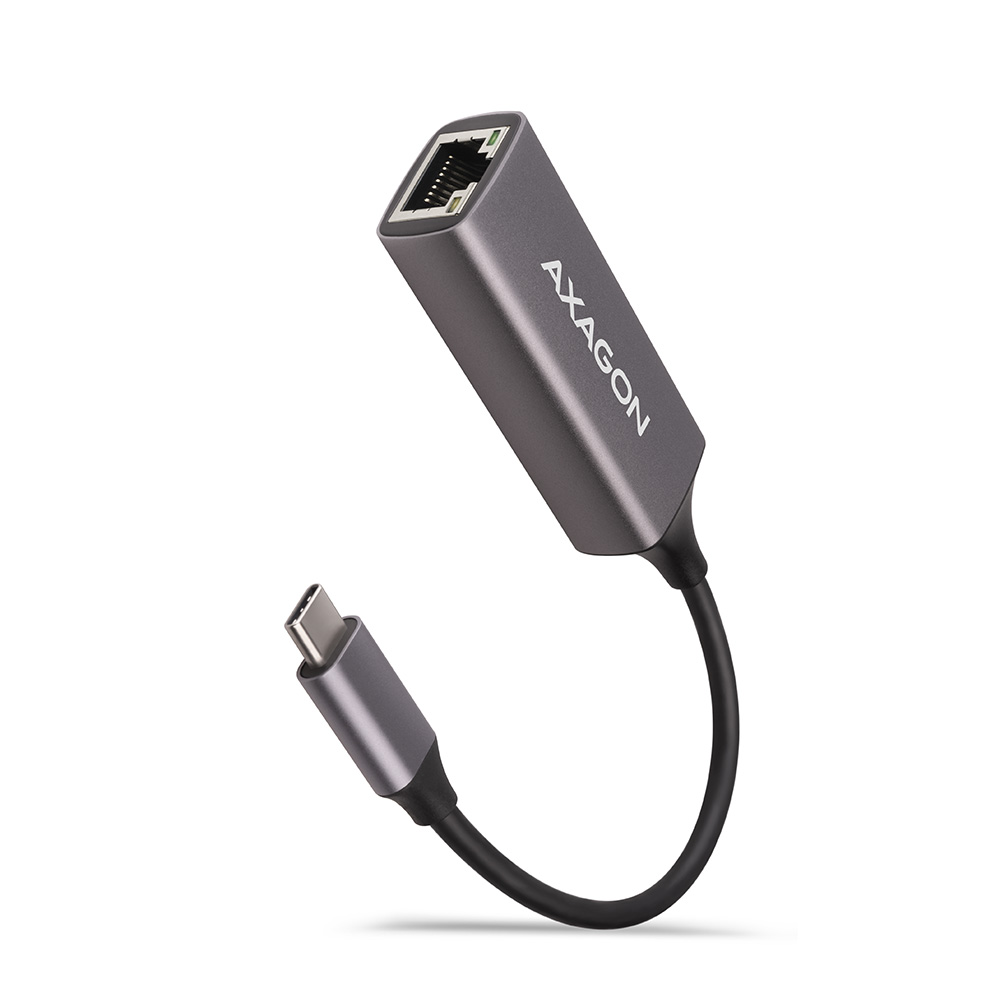 AXAGON ADE-TRC Type-C USB3.2 Gen 1 - Gigabit Ethernet 10/100/1000 Adapteris, metal, titan pilkas