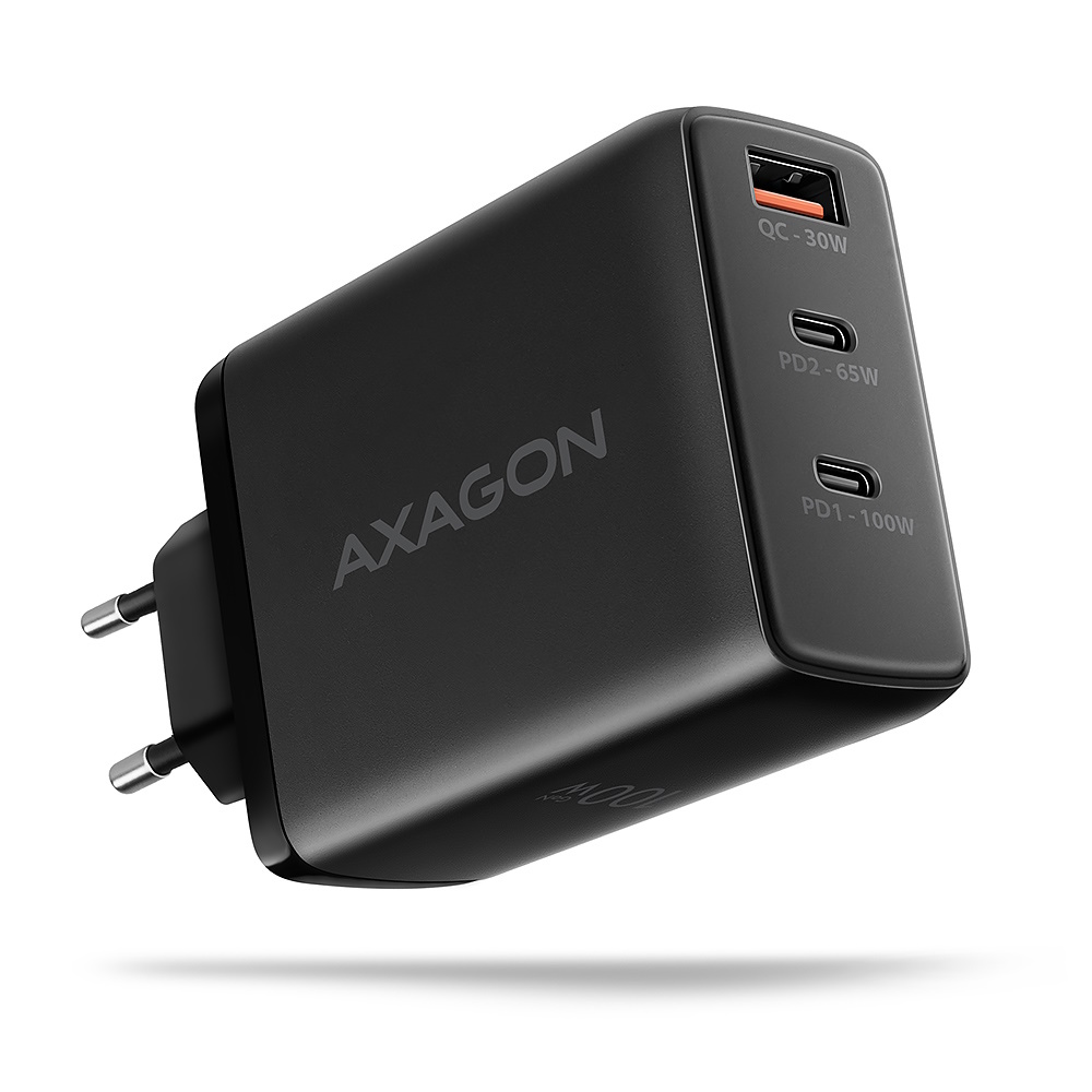 AXAGON Wall Charger 100 W PD 3.0 Quick Charge 4+ - 2 × USB-C + 1 × USB-A