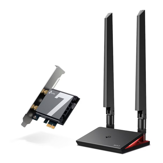 TP-Link Archer TBE550E, Intern, Trådløs, PCI Express, WLAN / Bluetooth, 9300 Mbit/s, Sort