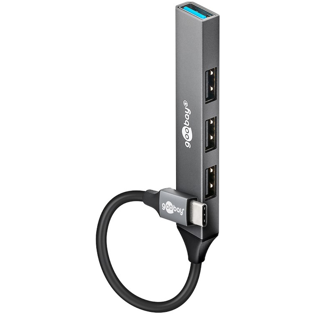 Goobay Slim 4-Port USB-C til USB-A Hub 4 porte lysegrå