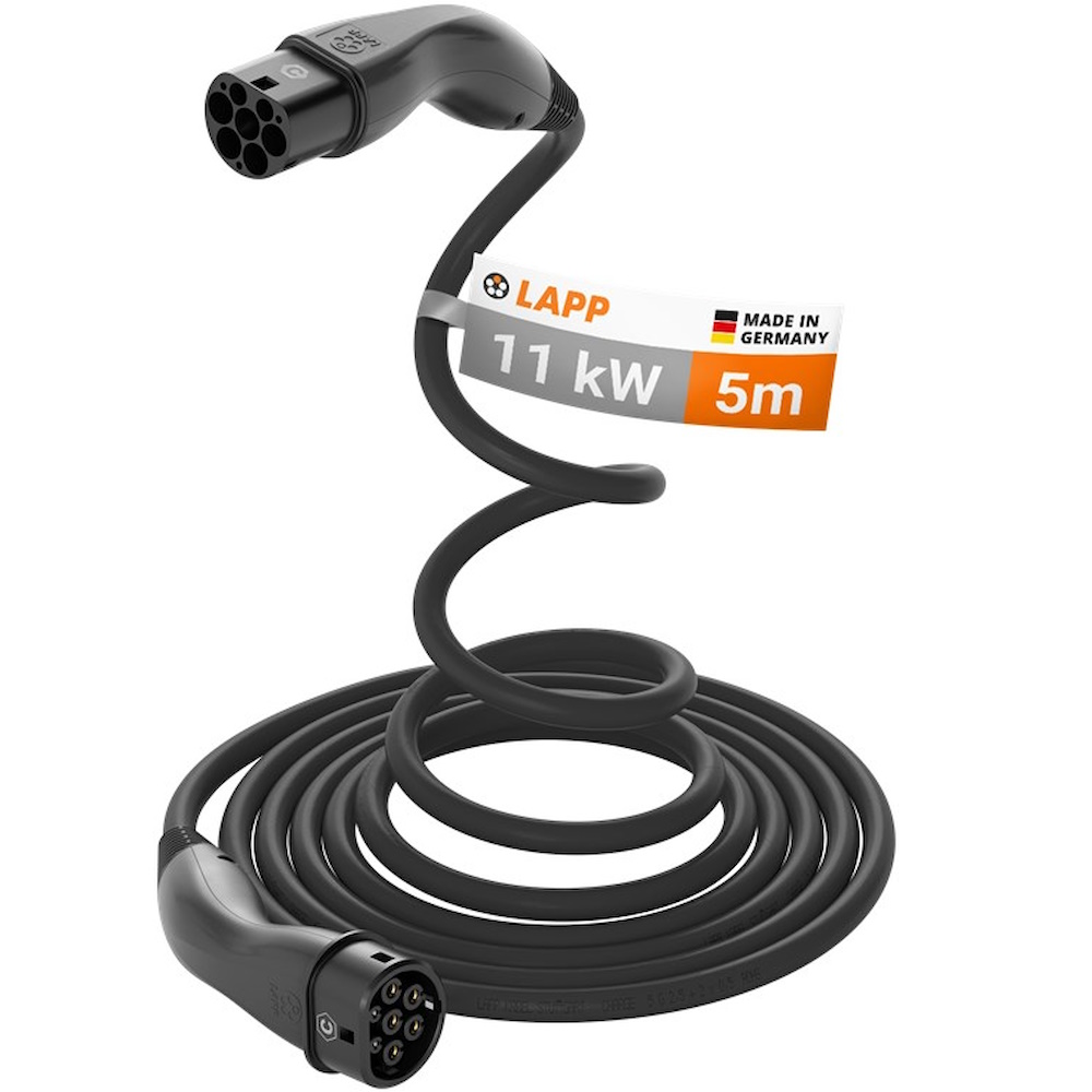 Lapp Mobility Type 2 HELIX selvoprullende Ladekabel til elbil 11 kW 5m Sort