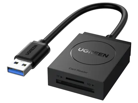 Ugreen - Kortlæser - 2-i-1 (MMC, SD, RS-MMC, microSD, SDHC, microSDHC, SDXC, microSDXC) - UHS Class 1 - USB 3.0