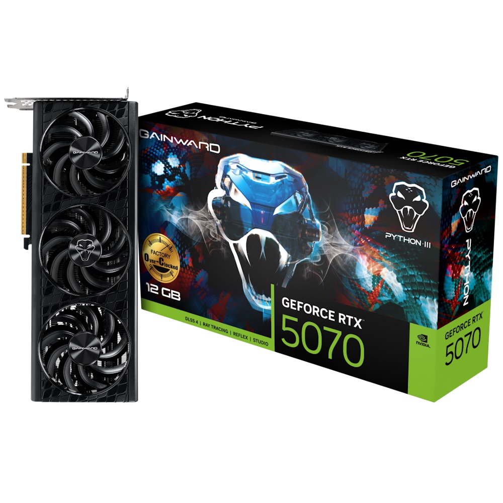 Gainward GeForce RTX 5070 Python III OC - Grafikkort - GeForce RTX 5070 - 12 GB GDDR7 - PCI Express 5.0 - HDMI, 3 x DisplayPort