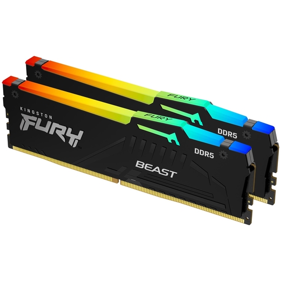 Kingston FURY Beast RGB - DDR5 - sæt - 64 GB: 2 x 32 GB - DIMM 288-PIN - 6400 MHz / PC5-51200 - CL32 - 1.4 V - ikke bufferet - on-die ECC - sort