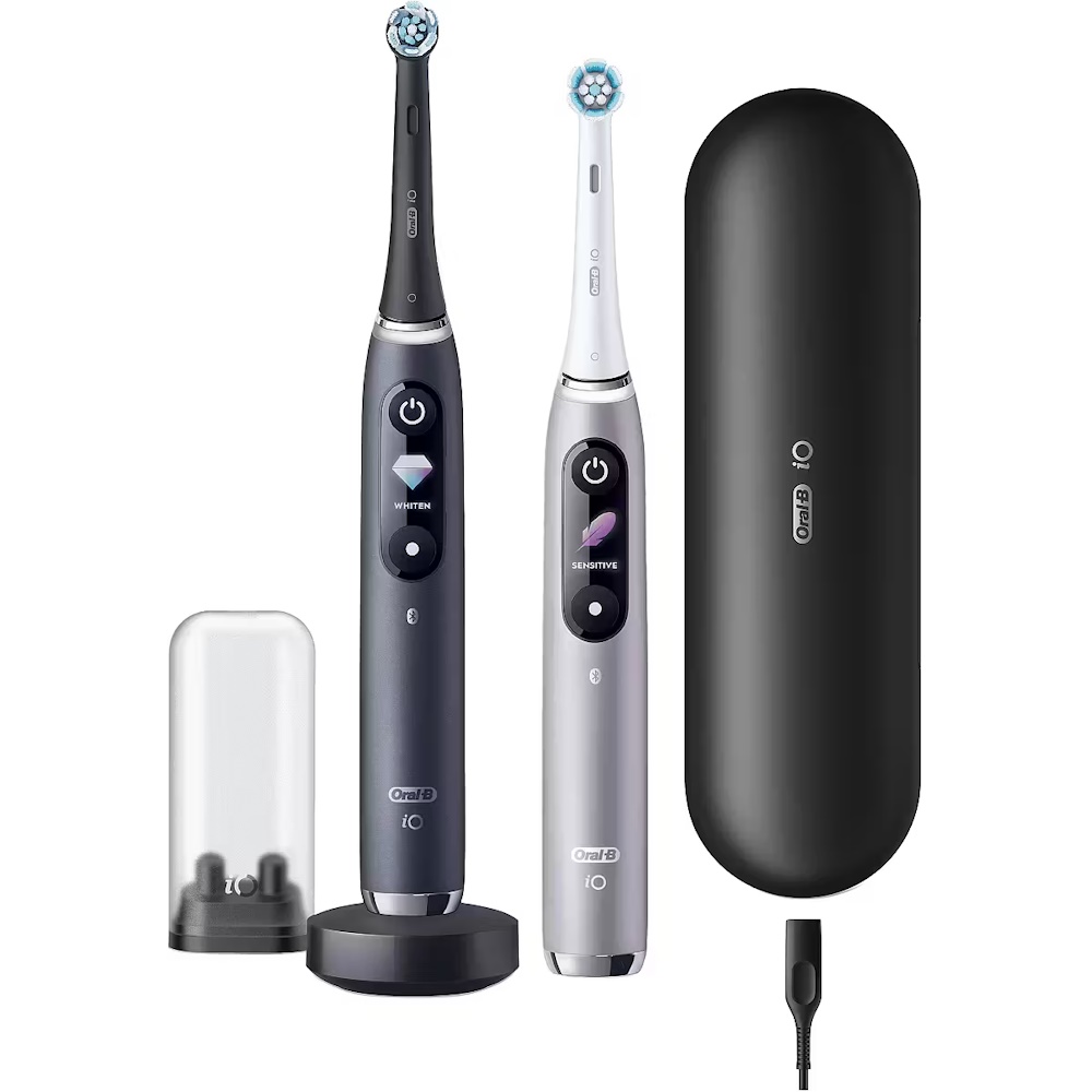 Oral-B iO 80363731, Voksen, Roterende, pulserende tandbørste, Gum pleje, Sensitiv, Blegning, Sort, Sølv, 2 min, Sort, Sølv