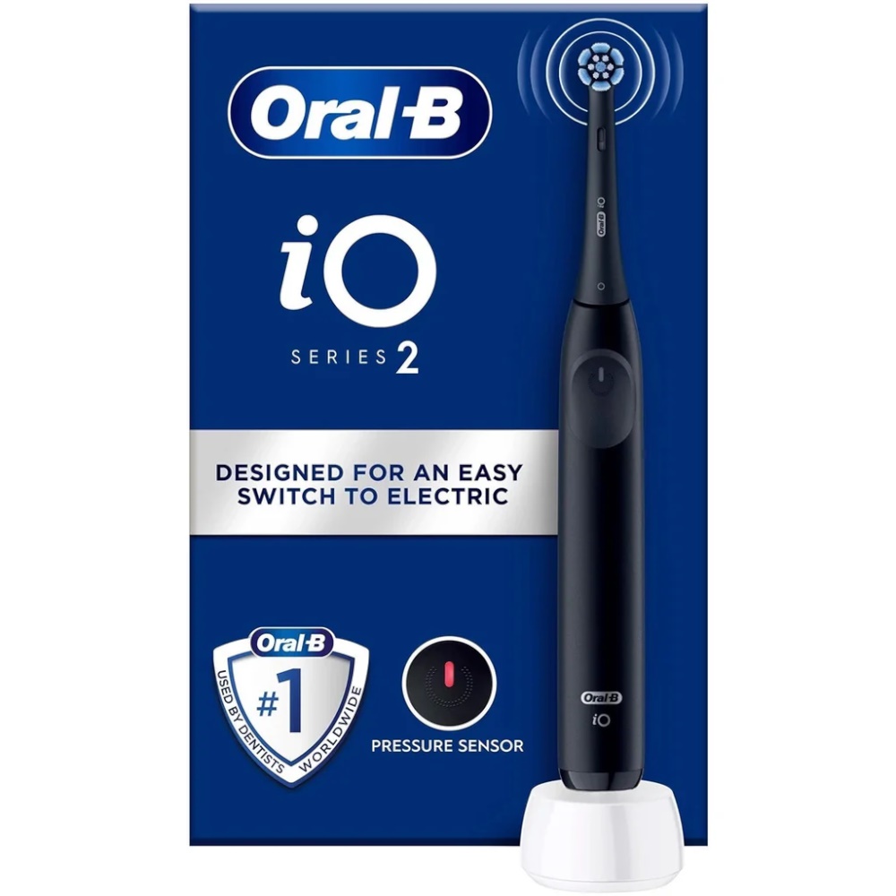 Oral-B iO 2, Voksen, Roterende tandbørste, Daglig pleje, Sensitiv, Super sensitive, Sort, 2 min, Batteri