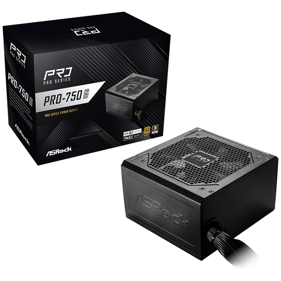 Asrock PRO-750G Strømforsyning 750Watt 80+ Gold Sort