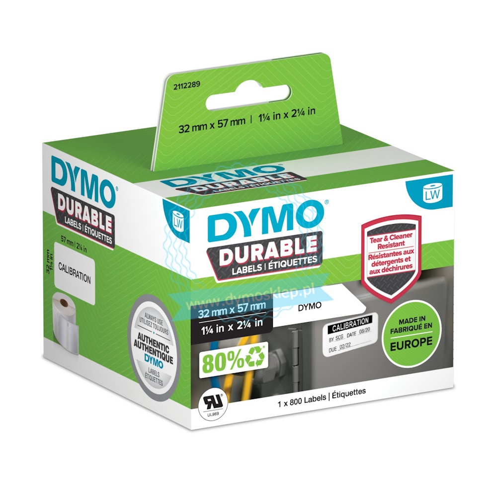 DYMO LabelWriter Durable multifunktionelle etiketter | 57mm x 32mm | 1 rulle x 800 stk