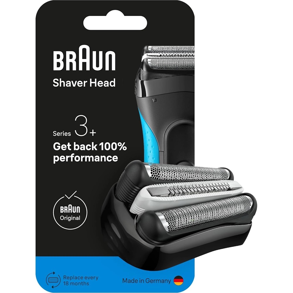 Braun Series 3+ elektrisk barbermaskine ORIGINAL udskiftningshoved, 32B - Sort