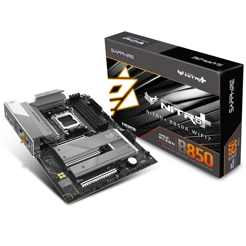 Sapphire NITRO+ B850A WIFI 7 Bundkort - AMD B850 - AMD AM5 socket - DDR5 RAM - ATX