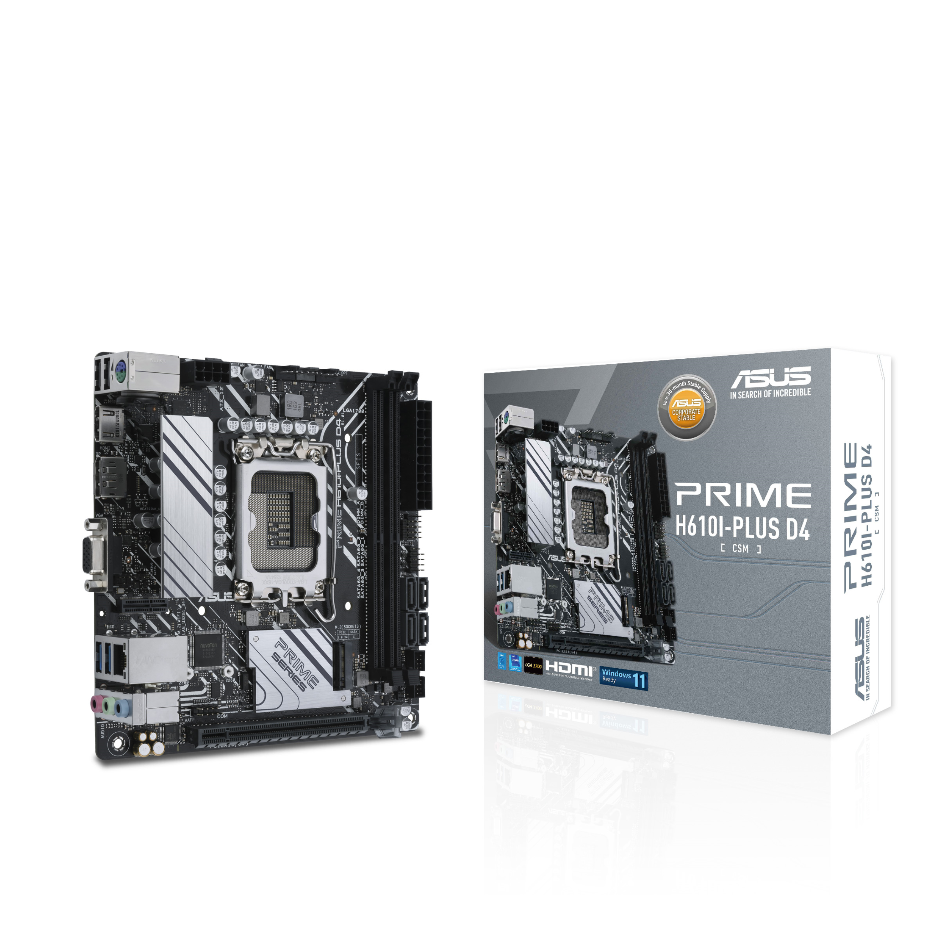 ASUS PRIME H610I-PLUS D4 Bundkort - Intel H610 - Intel LGA1700 socket - DDR4 RAM - Mini-ITX