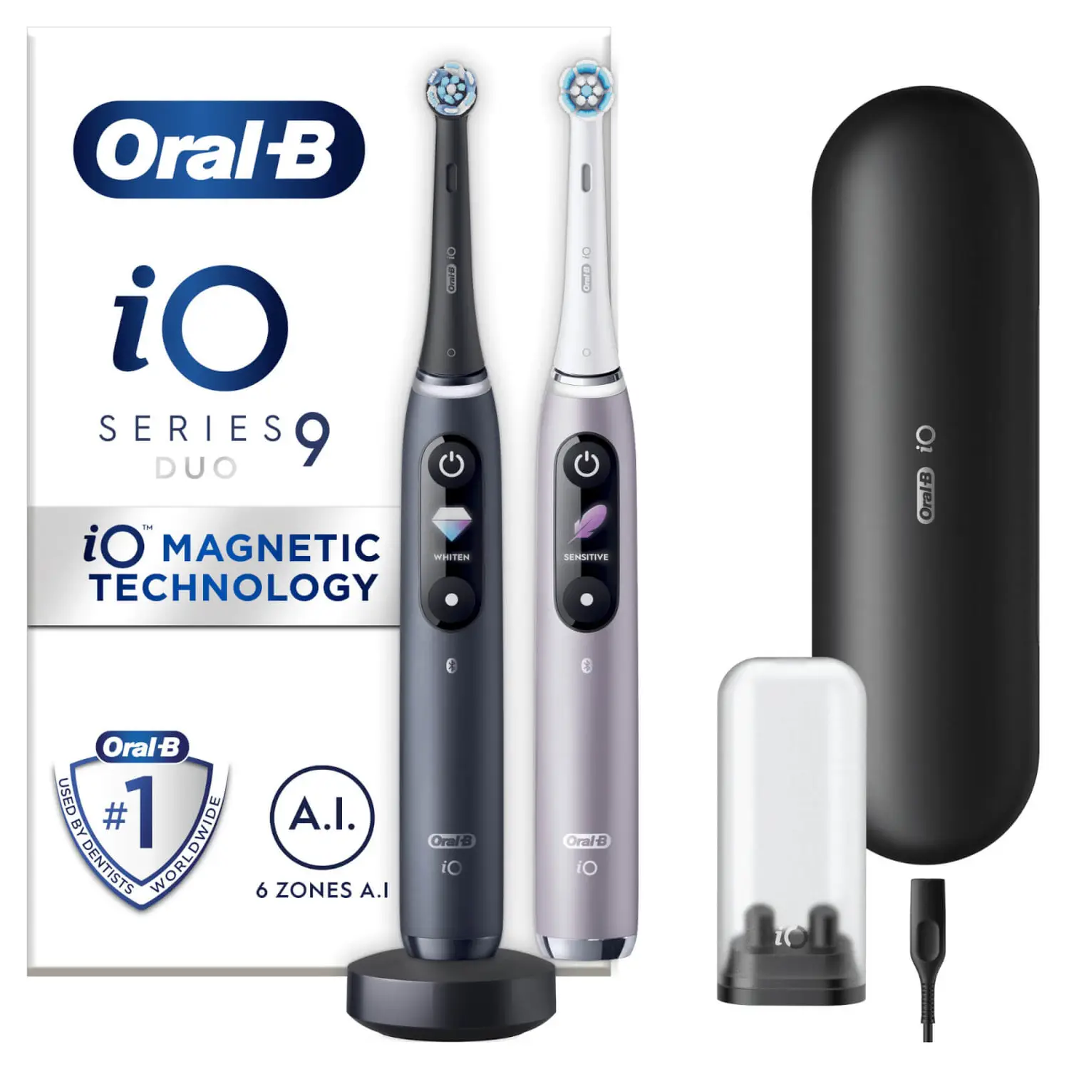 Oral-B iO 9 Voksen Roterende tandbørste Sort, Rose billede