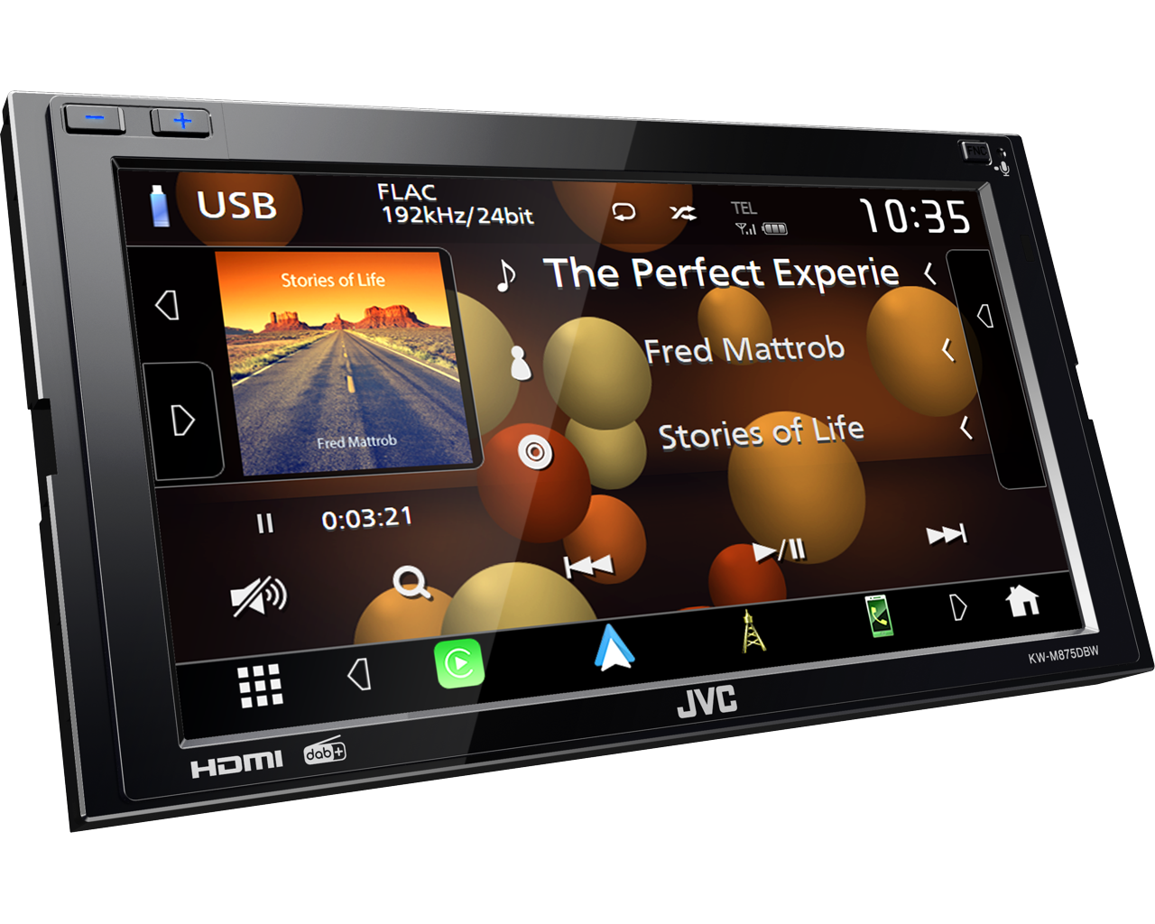 JVC KW-M875DBW bil media receiver Sort Wi-Fi 180 W Bluetooth billede