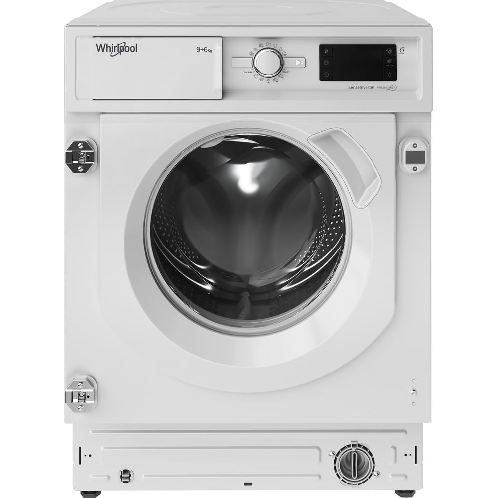 Whirlpool BI WDWG 961485 EU, Front-læsning, Indbygget, Hvid, Venstre, Knapper, Dreje, 58 L