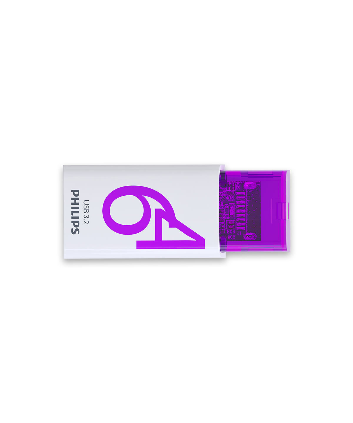 Philips Click, 64 GB, USB Type-C, 3.2 Gen 1 (3.1 Gen 1), 120 MB/s, Hætte, Violet, Hvid