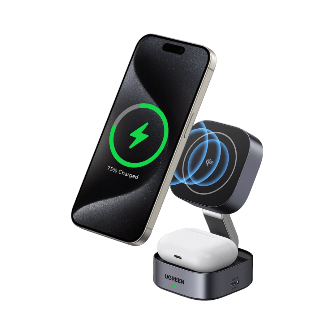 UGREEN 2-in-1 Qi2 Magnetic Foldable Charging Station (No AC Adapter)