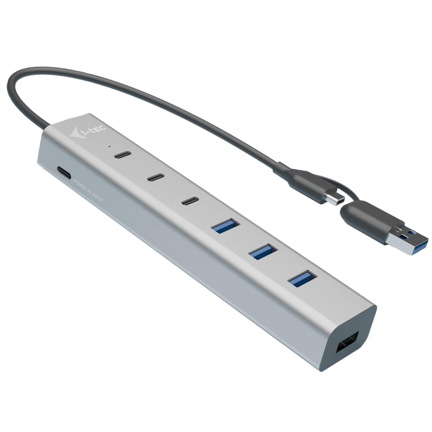 i-tec CAHUBMETAL7 interface hub USB 3.2 Gen 1 (3.1 Gen 1) Type-A + Type-C 5 Mbit/s Grå