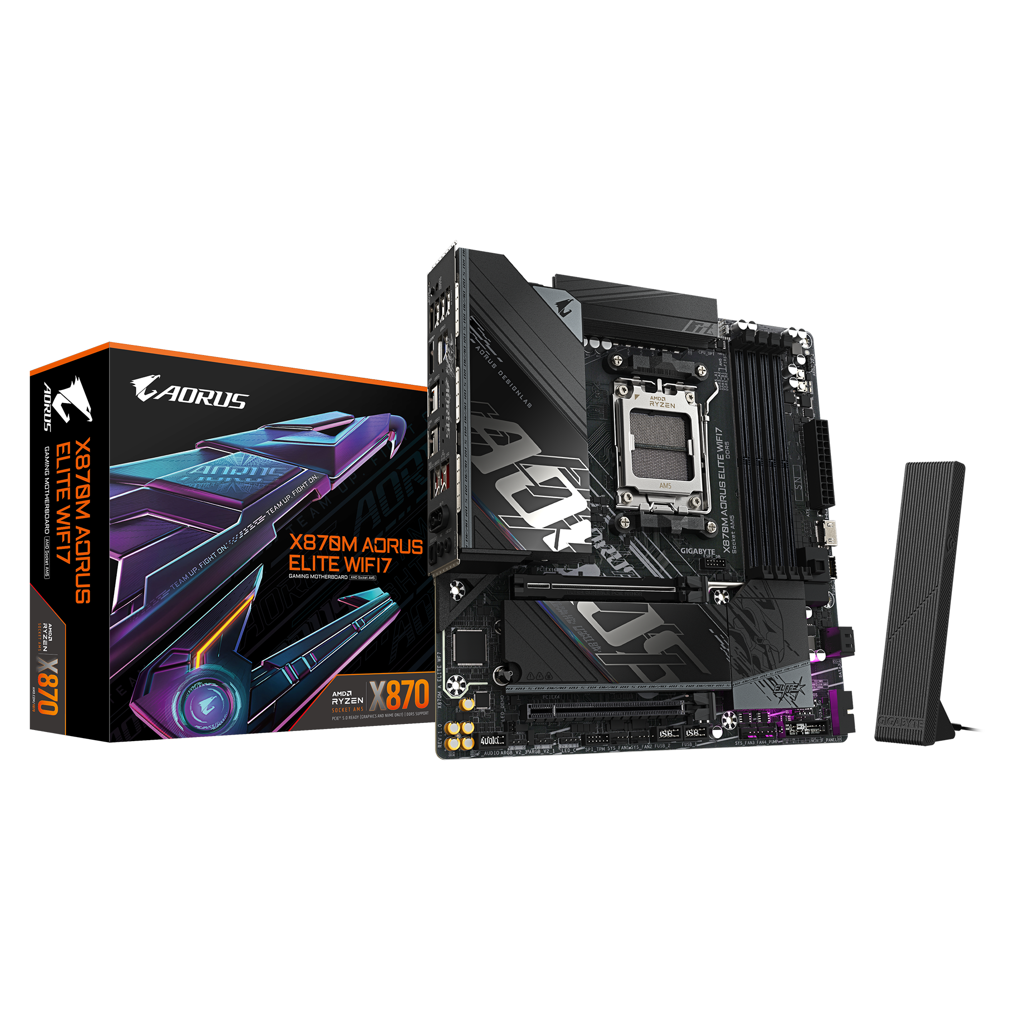 GIGABYTE X870M AORUS ELITE WIFI7 Bundkort - AMD X870 - AMD AM5 socket - DDR5 RAM - Micro-ATX