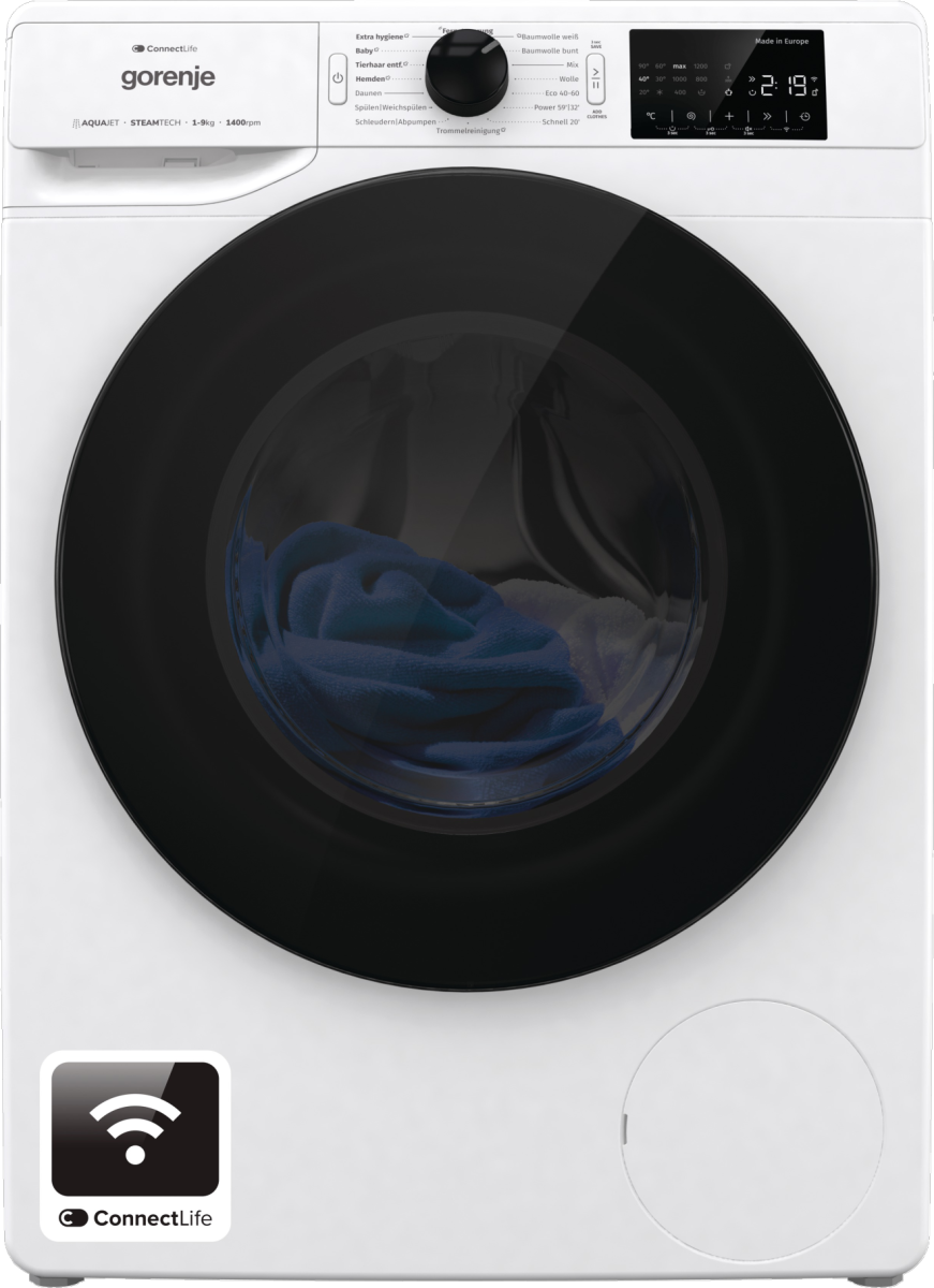 Gorenje WPNEI94DA1TS vaskemaskine Front-læsning 9 kg 1400 rpm Sort, Hvid