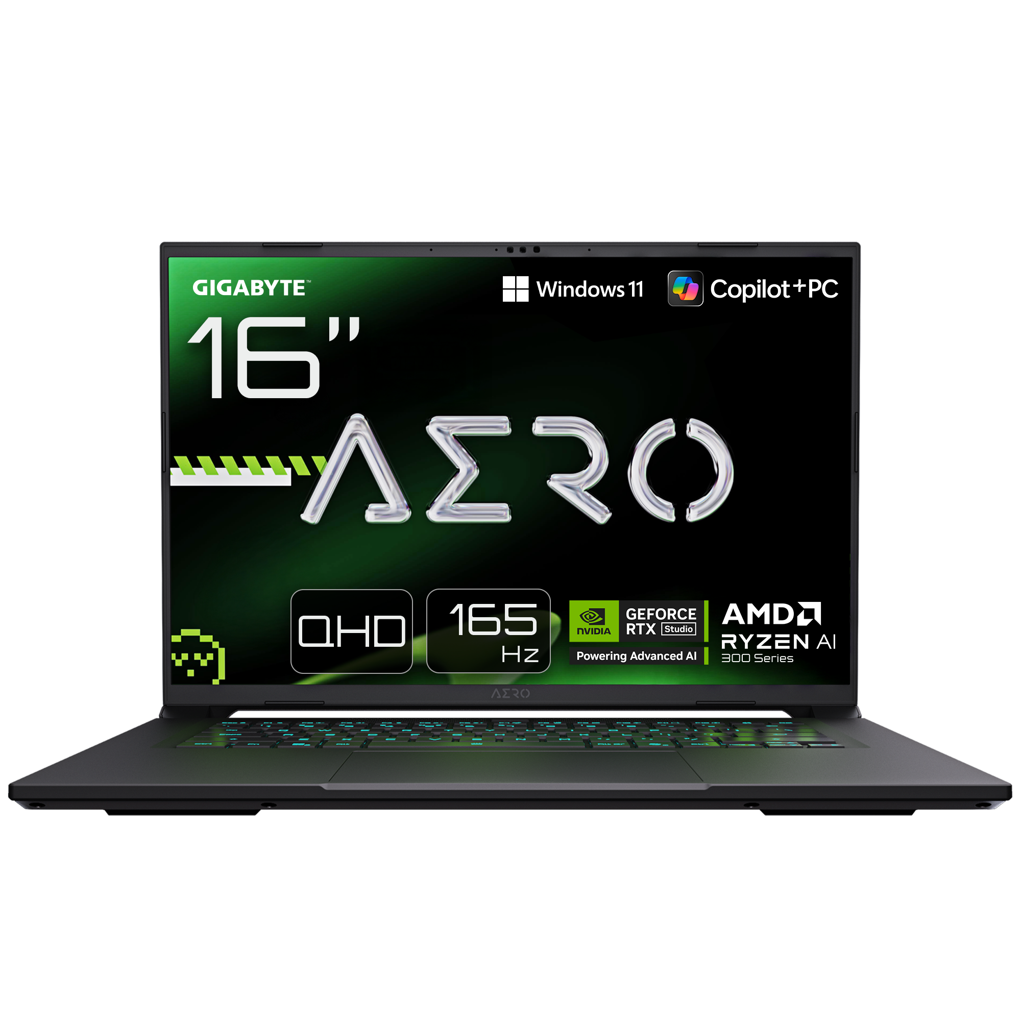 GIGABYTE AERO X16 2WHA3DEC65AP Copilot+ PC AMD Ryzen AI 9 HX 370 Laptop 40,6 cm (16") WQXGA 32 GB DDR5-SDRAM 2 TB SSD NVIDIA GeForce RTX 5070 Wi-Fi 6E
