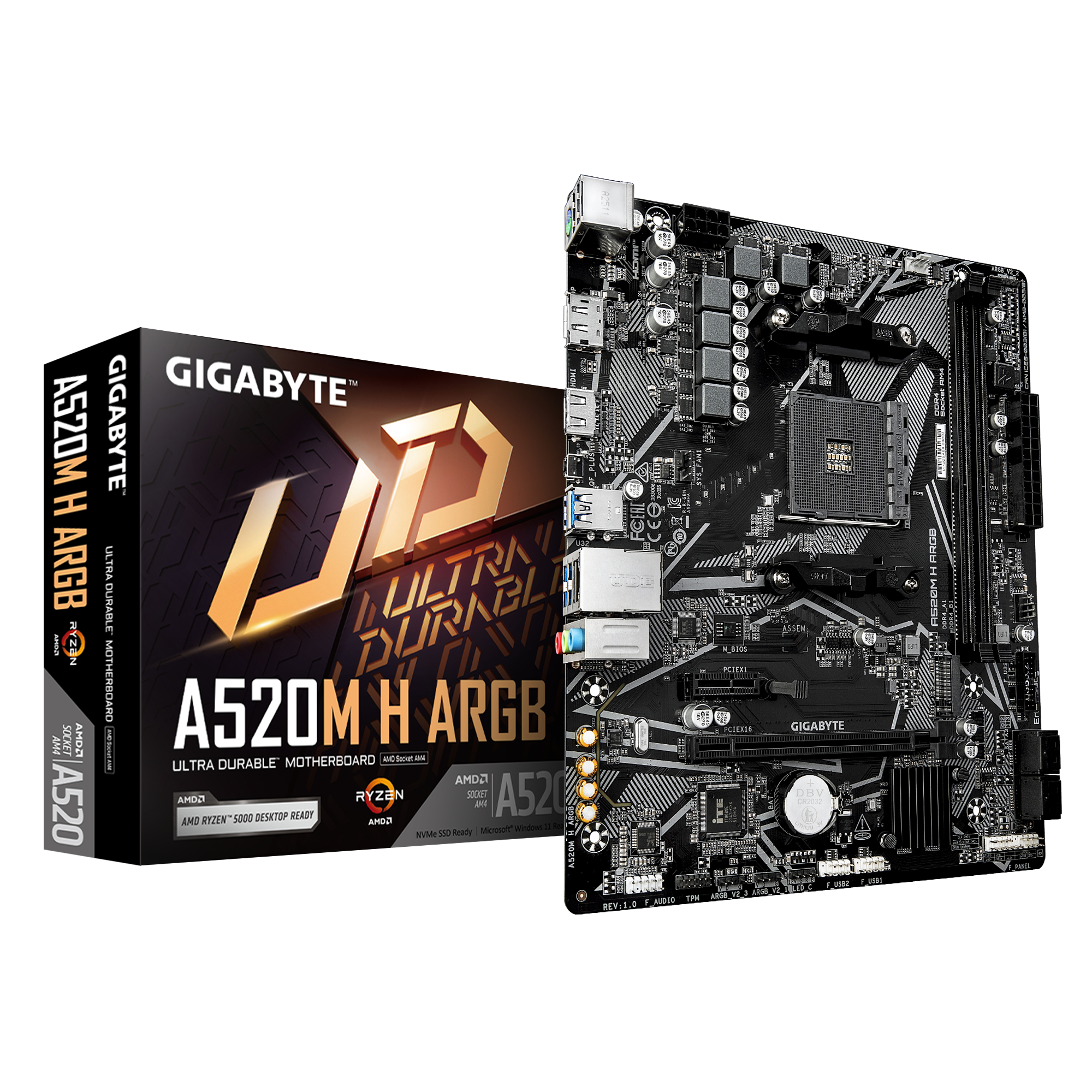 GIGABYTE A520M H ARGB micro ATX AM4 AMD A520