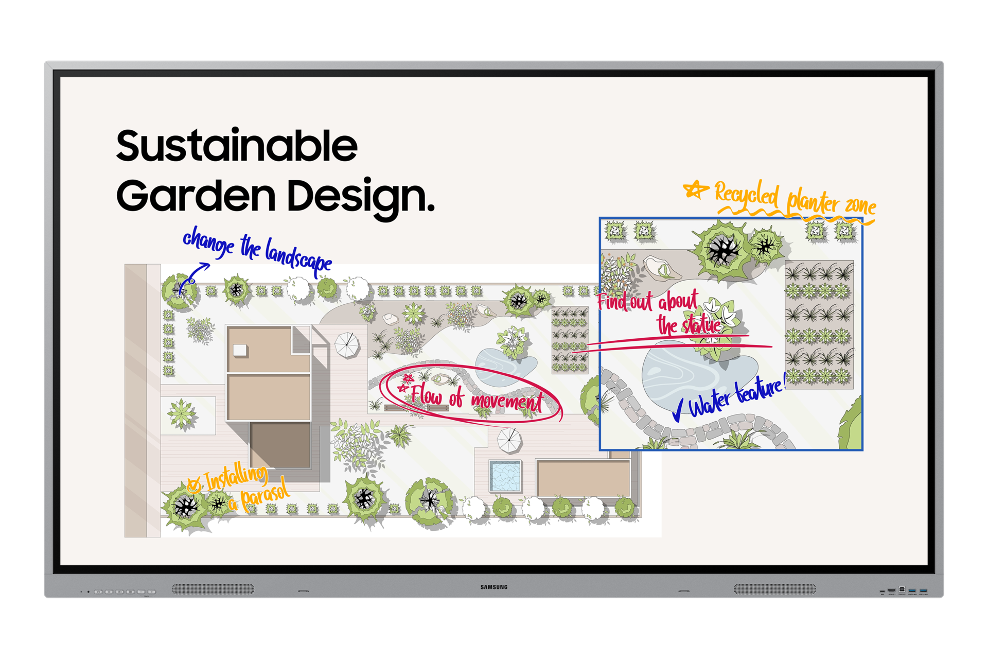 Samsung WE75FX Interaktivt whiteboard 190,5 cm (75") 3840 x 2160 pixel Grå HDMI billede