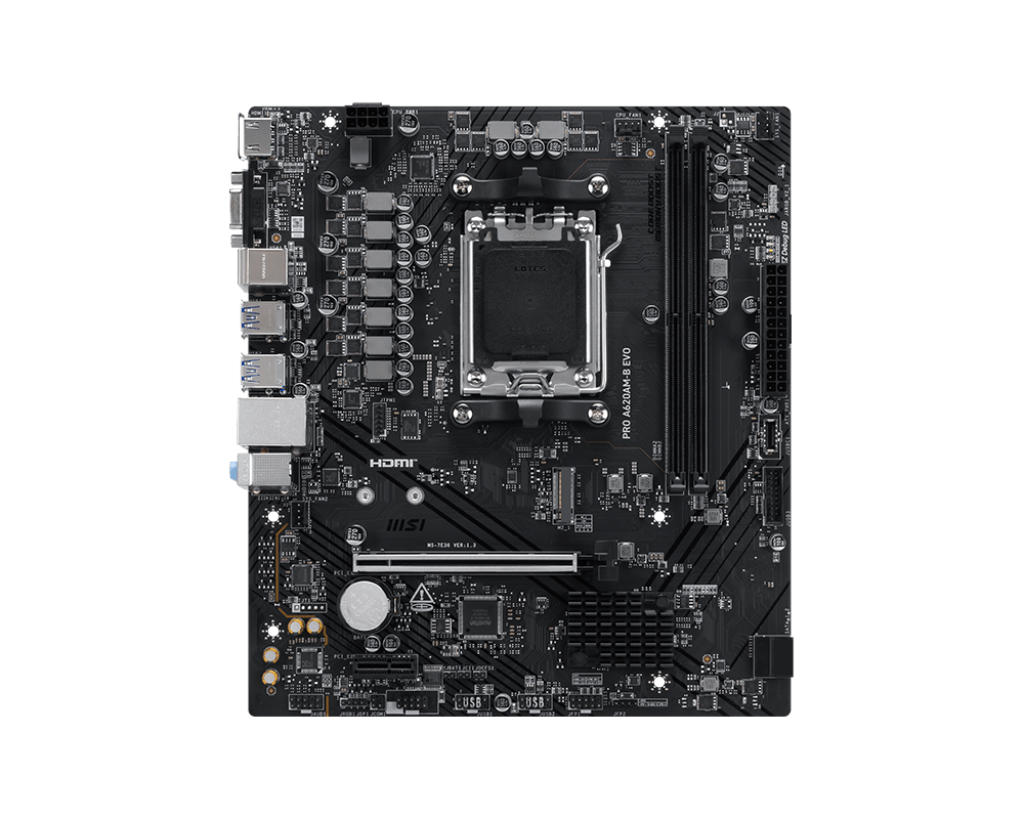 MSI PRO A620AM-B EVO - motherboard - micro ATX - Socket AM5 - AMD A620A Bundkort - AMD A620A - AMD AM5 socket - DDR5 RAM - ATX