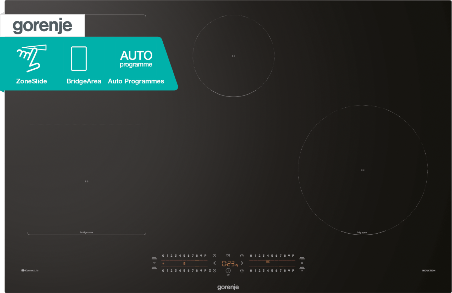 Gorenje GI8432BSCWF, Sort, Indbygget, 60 cm, Zone induktionskogeplade, Keramisk, 4 zone(s)