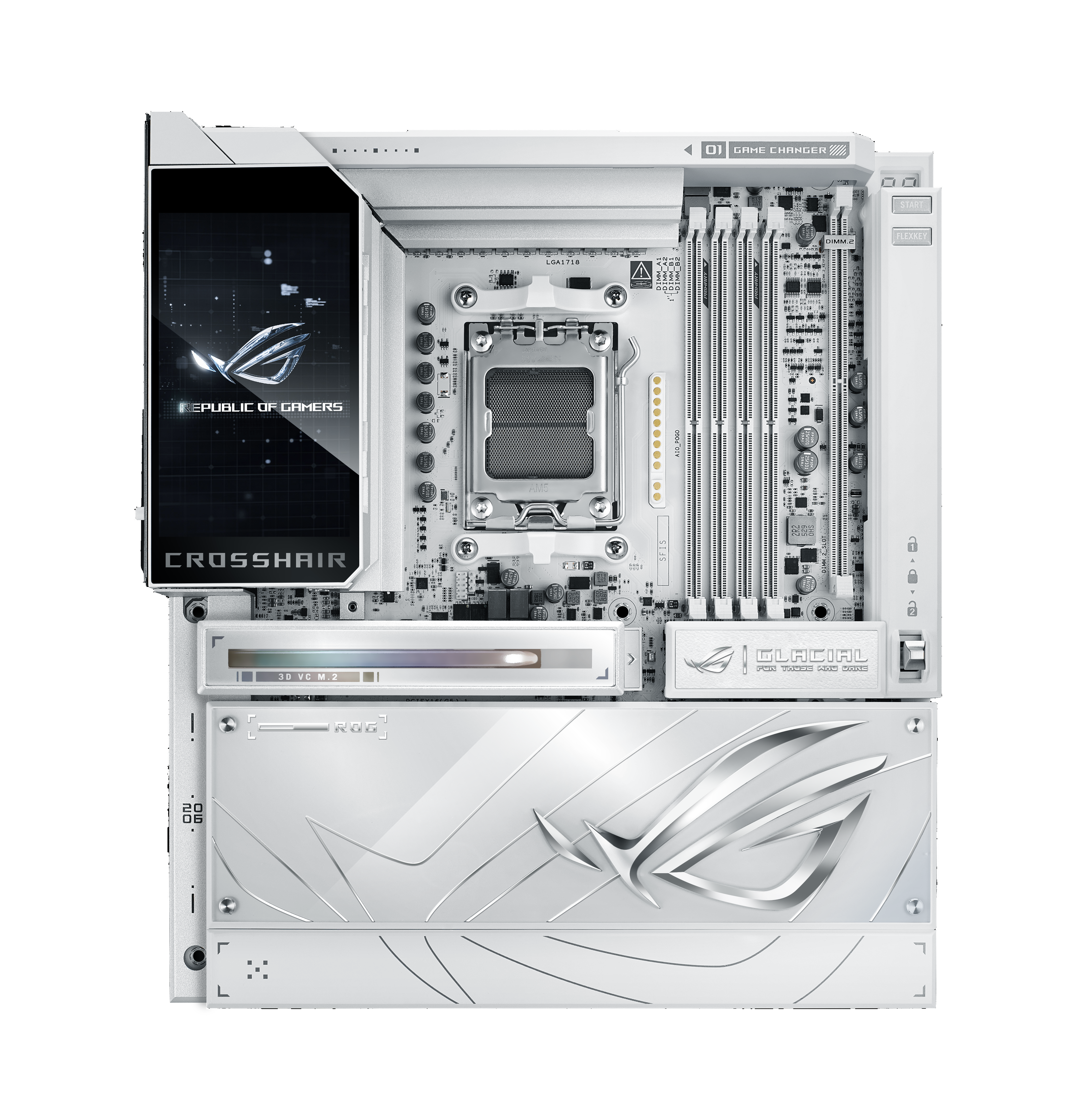 ASUS ROG CROSSHAIR X870E GLACIAL Bundkort - AMD X870E - AMD AM5 socket - DDR5 RAM - Extended ATX