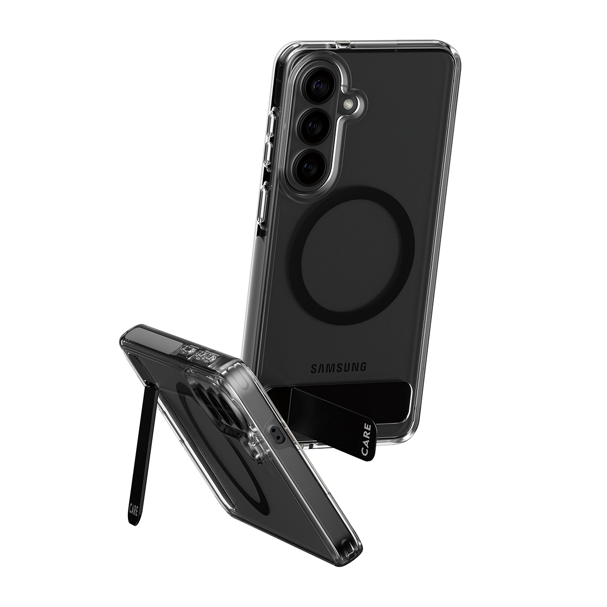 PanzerGlass CARE™ by ® Case Transparent w. Black Kickstand & Qi Samsung Galaxy S26+ Beskyttelsescover Transparent billede