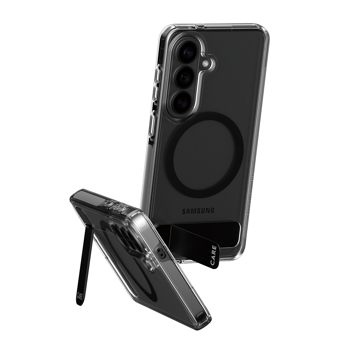 PanzerGlass CARE™ by ® Urban Explorer Case Transparent w. Black Kickstand & Qi Samsung Galaxy S26 Beskyttelsescover Transparent billede