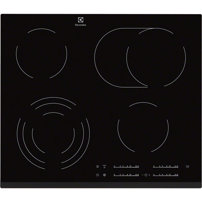 Electrolux EHF6547FXK, Sort, Indbygget, Keramisk, 4 zone(s), 4 zone(s), Simre