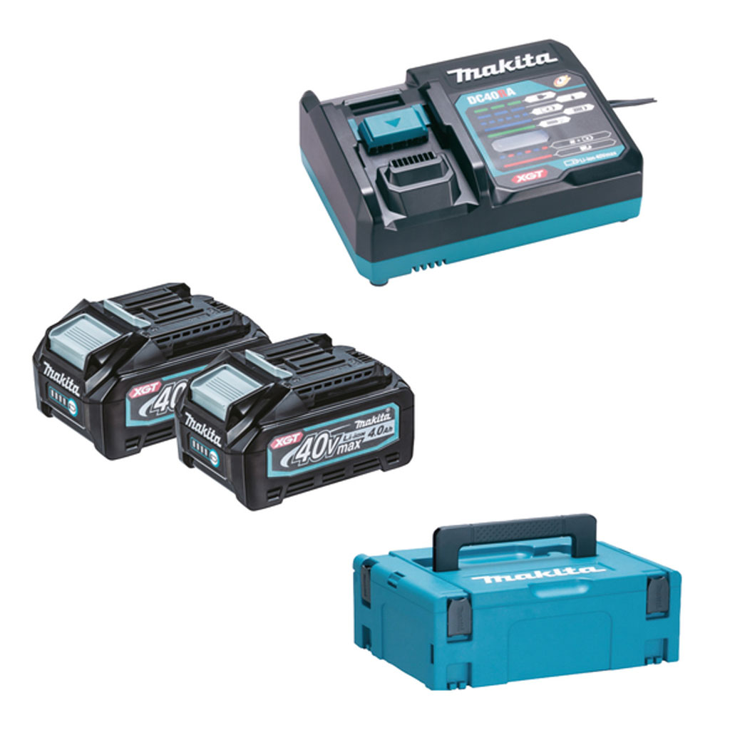 Makita XGT 40V Batteripakke 2xbl4040+dc40ra - 191J97-1