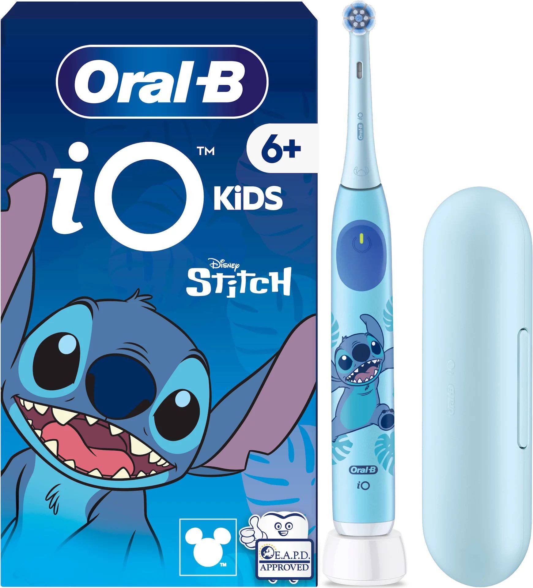 Oral-B iO Kids Stitch, Barn, Roterende tandbørste, Daglig pleje, Sensitiv, Super sensitive, Blå, 2 min, Blå