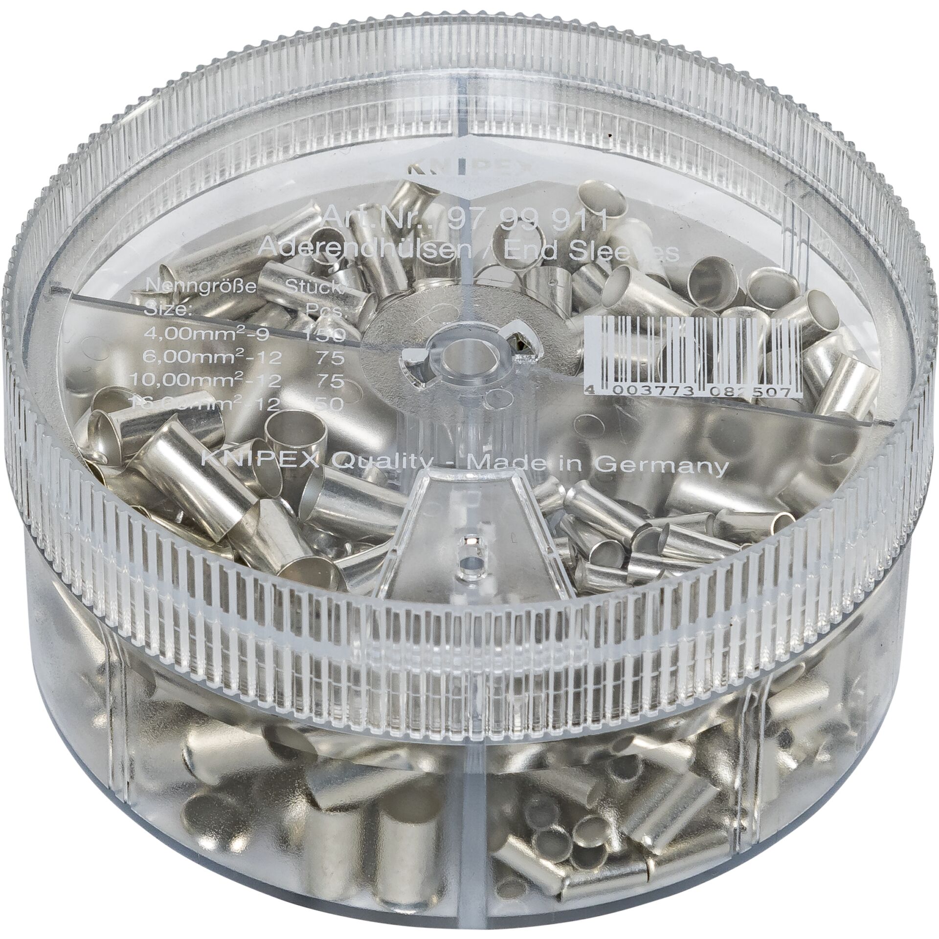 Knipex Sortimentsboks med uisolerede kabeltyller, 4,00 / 6,00 / 10,00 / 16,00 mm, 350 dele