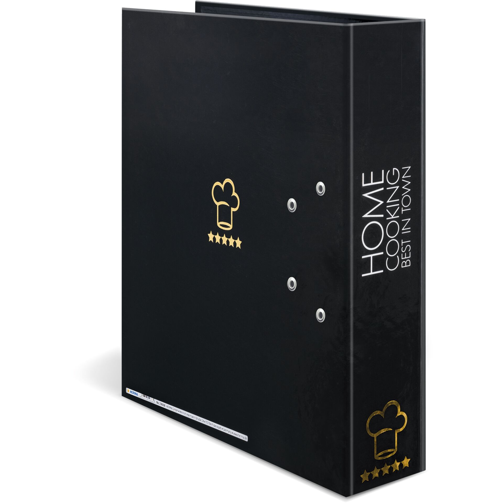 HERMA 19668, A4, D-ring, Opbevaring, Pap, Sort, Guld, Hvid, 7 cm