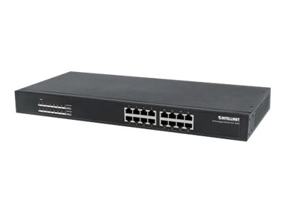 Intellinet , 16 x ports, IEEE 802.3at/af Power-over- ( / ), Endspan, Rackmount (Euro 2-pin plug) Switch 16-porte Gigabit PoE+