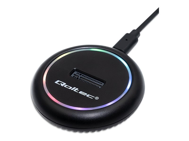 Qoltec - SSD-dockingstation - 2TB - båse: 1 - M.2 - M.2 Card (PCIe NVMe & SATA) - USB-C 3.1 (Gen 2) - sort