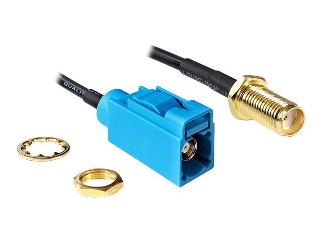 Delock - Antennekabel - FAKRA Z-stikforbindelse (hun) til SMA (hun) - 20 cm - RG-174 - sort