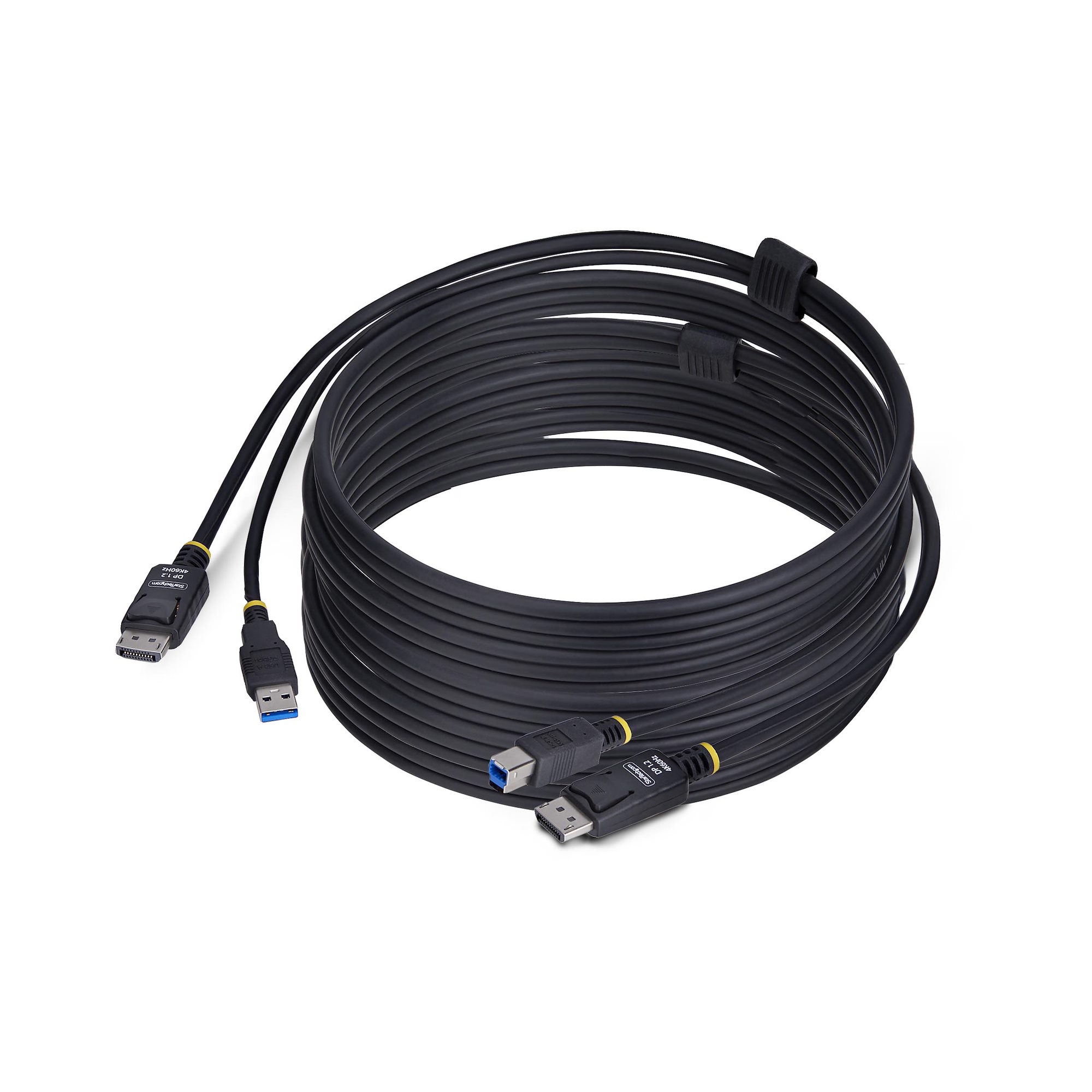 StarTech 10ft (3m) DisplayPort and USB 5Gbps KVM Cable - Kabel til tastatur / video / mus (KVM) - USB Type A, DisplayPort (han) til USB Type B, DisplayPort (han) - 3 m - 4K60 Hz support, HDR10 support - sort
