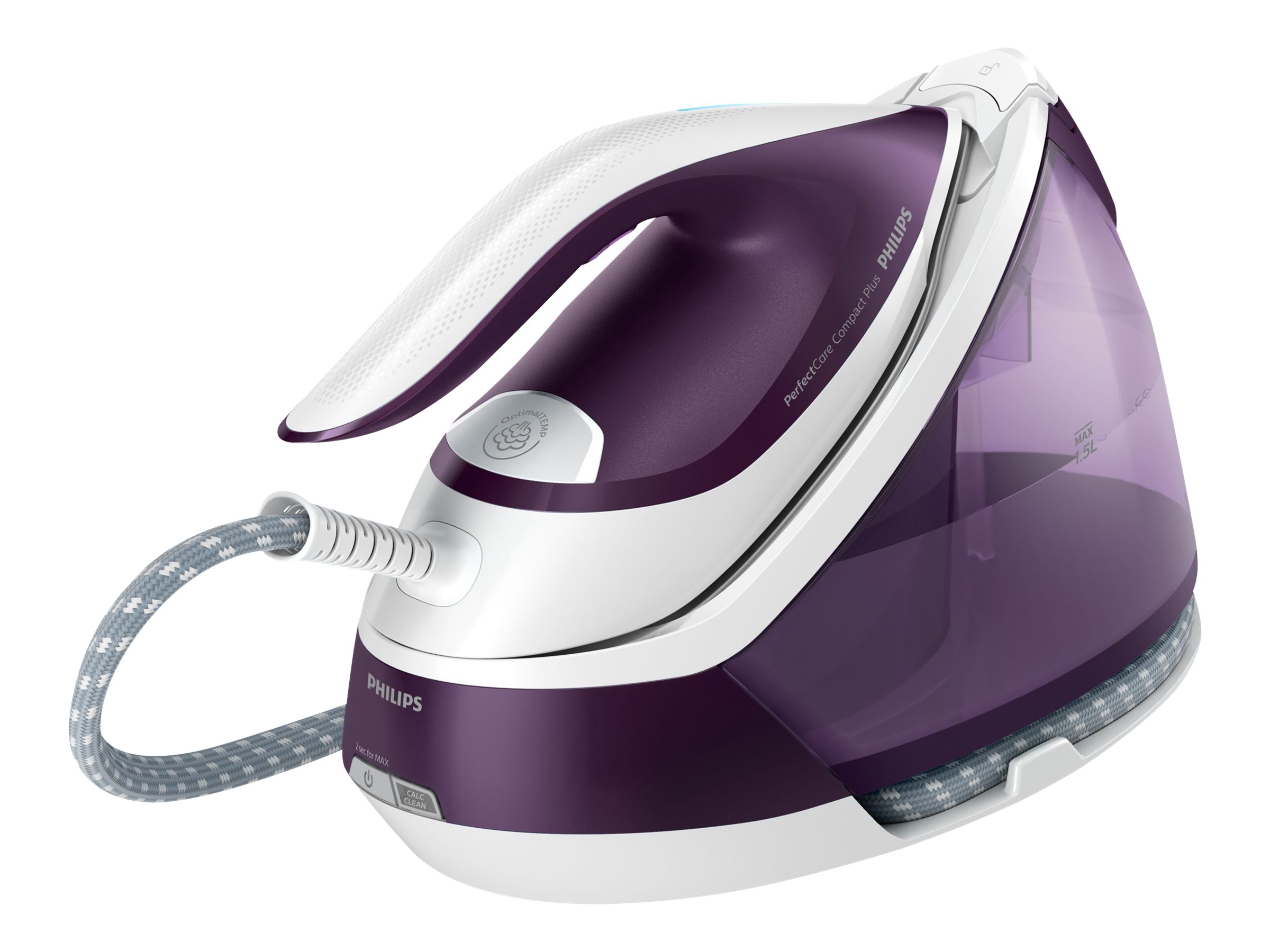 Philips PerfectCare Compact Plus GC7933 - Dampstrygejern med automatisk afbrydelse - såleplade: SteamGlide Plus - 2400 W - magisk lilla