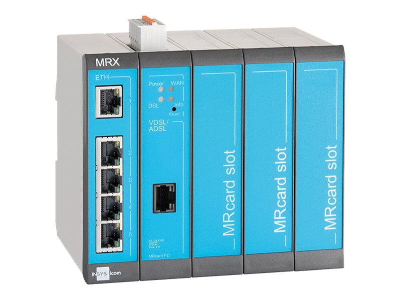 INSYS icom MRX MRX5 DSL - Annex-B - router - DSL-modem 5-port switch - DIN monterbar på skinne